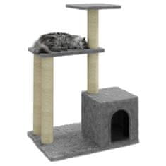 shumee Škrabadlo pro kočky se sisalovými sloupky světle šedé 71 cm