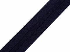 Kraftika 1m 4 modrá tmavá šikmý proužek bavlněný elastický šíře 20