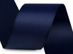 Kraftika 20m 416 modrá tmavá atlasová hedvábná stuha oboulící šíře