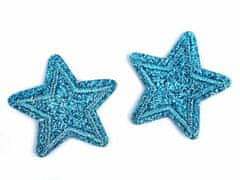 Kraftika 10ks 4 modrá sytá nažehlovačka hvězda s glitry