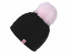Kraftika 1ks černá růžová dívčí zimní čepice s perlami a bambulí