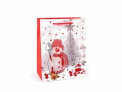 Kraftika 1ks šedobílá sněhulák dárková taška s glitry vánoční