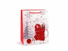 Kraftika 1ks šedobílá punčocha dárková taška s glitry vánoční