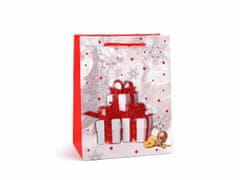 Kraftika 1ks šedobílá dárek dárková taška s glitry vánoční