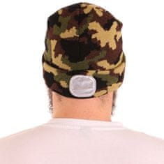 SIXTOL Čepice s čelovkou 180lm, nabíjecí, USB, univerzální velikost, bavlna/PE, maskáčová