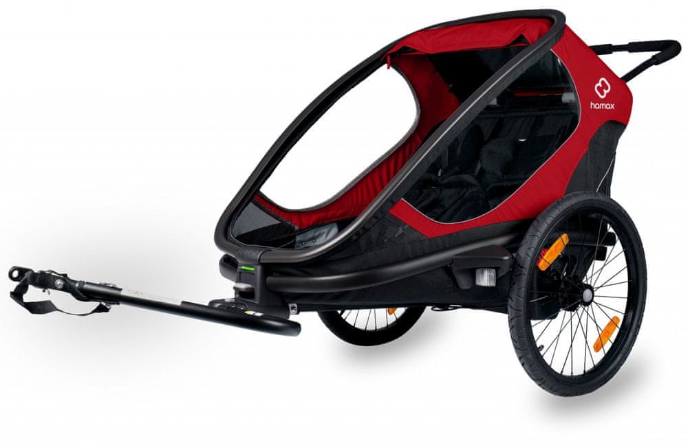 Levně Hamax OUTBACK 2v1 Dvoumístný vozík za kolo + kočárkový set červená/černá