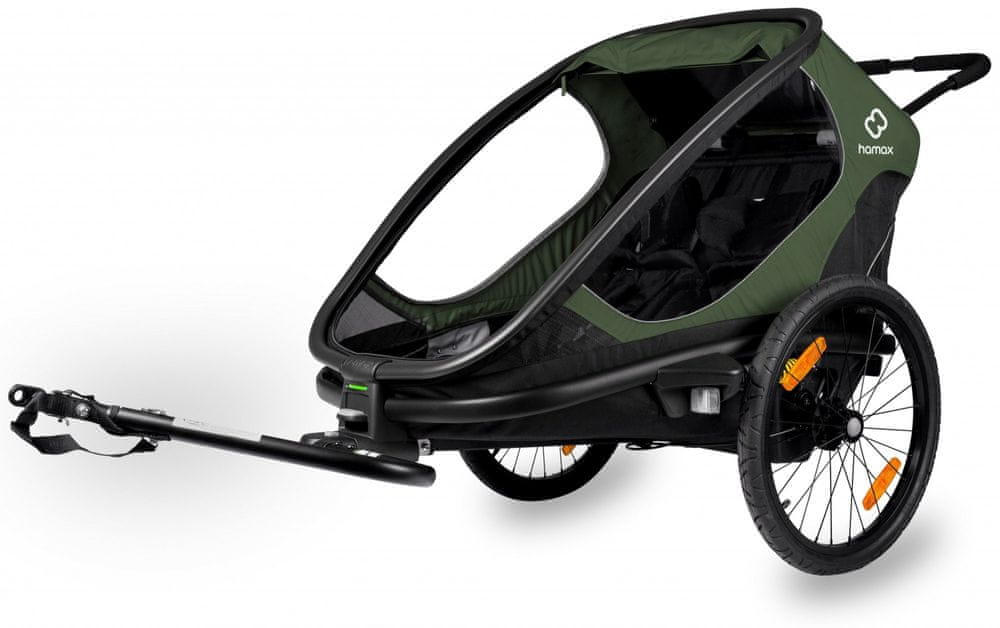 Hamax OUTBACK 2v1 Dvoumístný vozík za kolo + kočárkový set zelená/černá