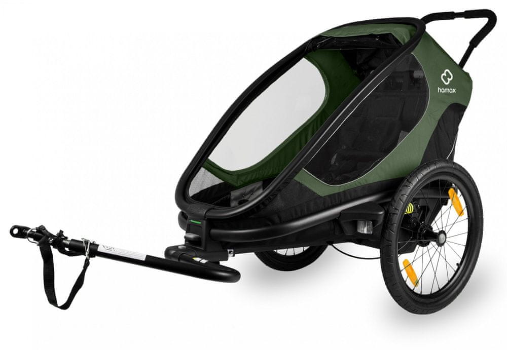 Hamax OUTBACK ONE Jednomístný vozík za kolo + kočárkový set zelená/černá