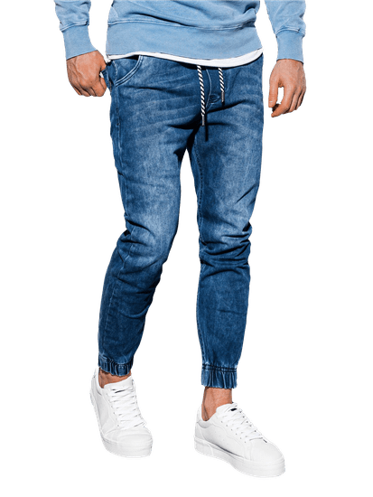 OMBRE Pánské riflové jogger kalhoty P907 - nebesky modrá - XXL