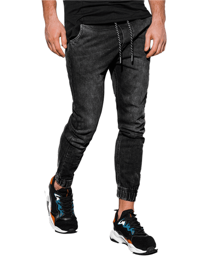 OMBRE Pánské riflové jogger kalhoty P907 - černá - M