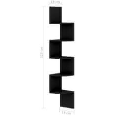 Vidaxl Nástěnná rohová police černá 19 x 19 x 123 cm dřevotříska