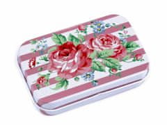 Kraftika 1ks růžová plechová krabička květy růže, kovové dekorace