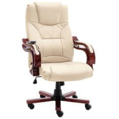 shumee Masážní kancelářská židle krémová pravá kůže