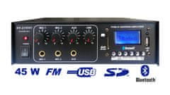 RHsound PA450BE/MP3/FM/BT/IR, 100V zesilovač s mixem a přehrávačem MP3