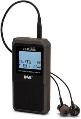 přenosný radiopřijímač AIWA dab+ fm tuner rds system led displej 3,5mm jack vestavěná baterie svítilna