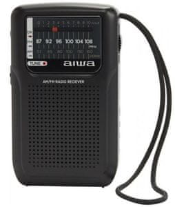stylový radiopřijímač aiwa RS-33 fm am tuner kabelová sluchátka v balení sluchátkový výstup