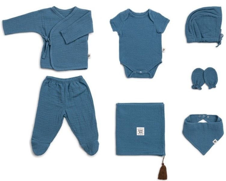 Funnababy dětský mušelínový novorozenecký set 8 dílný vel. 0 - 3 m 45531 modrá 0-3 měsíce