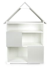 Leomark Bílo-šedá dřevěná domečková knihovna s 6 přihrádkami - Little Cottage 318