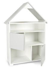 Leomark Bílo-šedá dřevěná domečková knihovna s 6 přihrádkami - Little Cottage 318