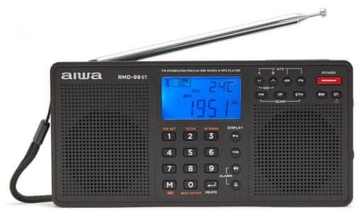 stylový radiopřijímač aiwa RMD-99 ST aux in fm pll tuner multifunkční displej pěkný zvuk sluchátkový výstup