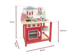 Leomark Dřevěná červená kuchyňka pro děti - Red Classic 215