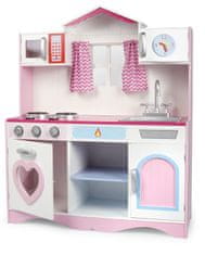 Leomark Dřevěná růžová Kuchyňka pro děti Pink Play + světelné a zvukové efekty 106