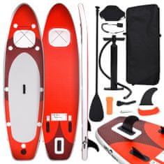 Greatstore Nafukovací SUP paddleboard a příslušenství červený 360x81x10cm