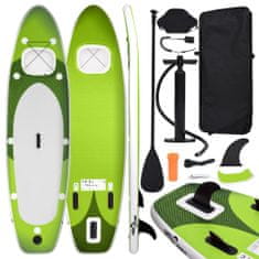 Greatstore Nafukovací SUP paddleboard a příslušenství zelený 300x76x10 cm