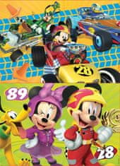Educa Dřevěné puzzle Mickey, Minnie a závodníci 2x50 dílků