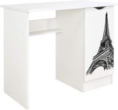 Leomark Bílý psací stůl se skříňkou - ROMA - Eiffelova Věž 239E