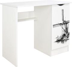 Leomark Bílý psací stůl se skříňkou - ROMA - Větrný mlýn 239W