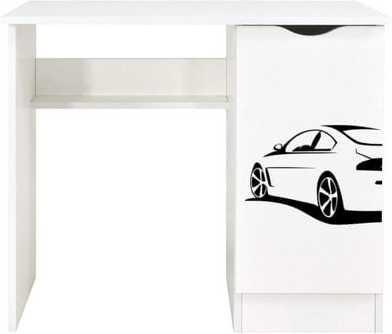 Leomark Bílý psací stůl se skříňkou - ROMA - Sportovní auto 239R