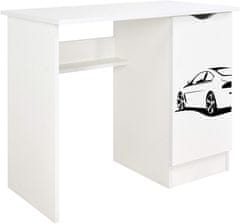 Leomark Bílý psací stůl se skříňkou - ROMA - Sportovní auto 239R