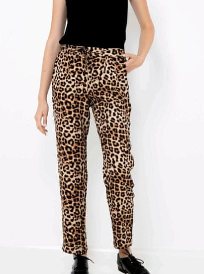 Camaïeu Béžové kalhoty s leopardím vzorem CAMAIEU