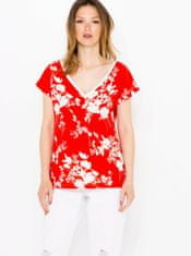 Camaïeu Červené květované tričko CAMAIEU XS