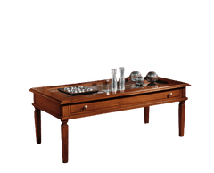 Amoletto Import Stylový prosklený konferenční stolek se šuplíkem 120x60x47, ořechová