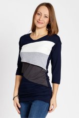 Chelsea Clark Delší kojicí tričko s asymetrickými pruhy, BÍLÁ Velikost: S