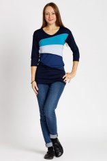 Chelsea Clark Delší kojicí tričko s asymetrickými pruhy, TYRKYSOVÁ Velikost: S
