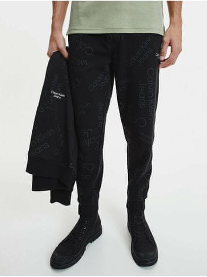 Calvin Klein Černé pánské vzorované tepláky Calvin Klein Jeans