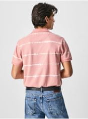 Pepe Jeans Růžové pánské pruhované polo tričko Pepe Jeans Farrell L