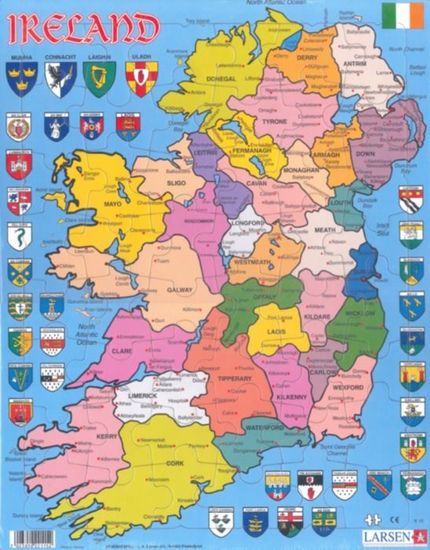 LARSEN Puzzle Politická mapa Severního Irska 48 dílků
