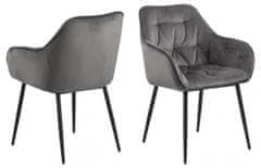 Design Scandinavia Jídelní židle Brooke (SET 2ks), samet, šedá