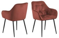Design Scandinavia Jídelní židle Brooke (SET 2ks), samet, korálová