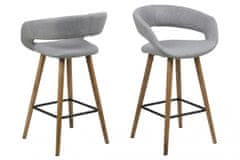 Design Scandinavia Barové židle Grace (SET 2ks), tkanina, světle šedá
