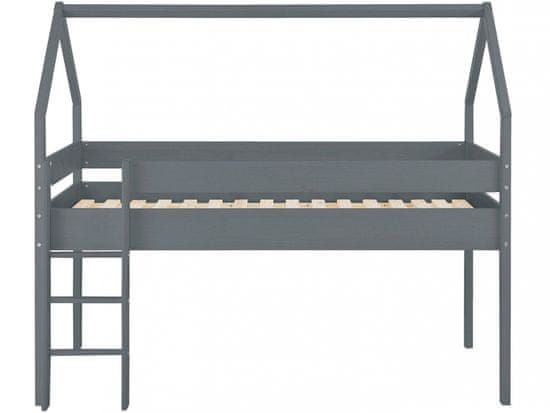Danish Style Domečková patrová postel Less,142 cm, šedá