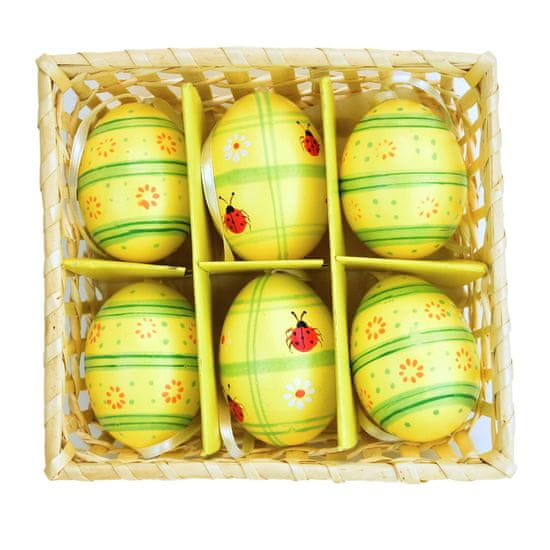 Dommio Kraslice z pravých vajíček, ručně malovaná, 6 ks v košíčku