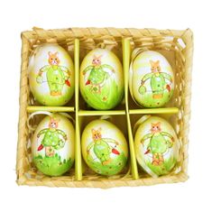 Dommio Kraslice z pravých vajíček ručně malovaná, 6 ks v košíčku