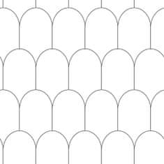 Bílá vliesová tapeta, geometrický obloukový vzor 139140, Black & White, 0,53 x 10,05 m