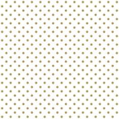 Bílá vliesová tapeta se zlatými puntíky 139113, Black & White, 0,53 x 10,05 m