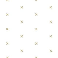 Bílá vliesová tapeta se zlatými křížky 139129, Black & White, 0,53 x 10,05 m
